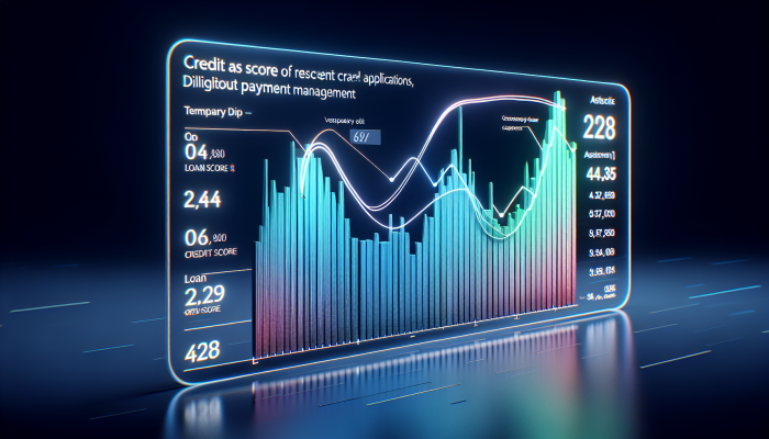 Graph showing credit score dip after new loans, recovering with diligent payments.